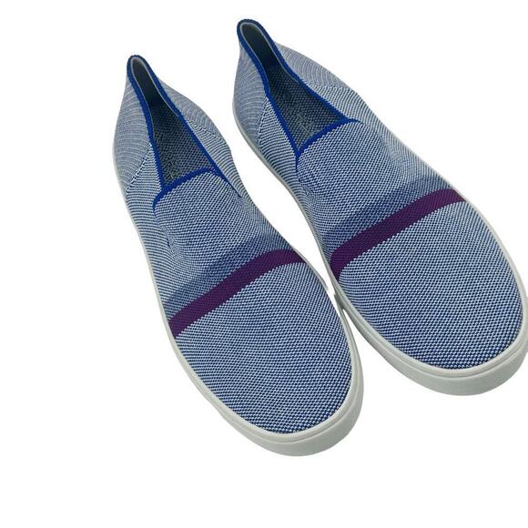 Rothy's The Original Stripe Slip On Sneaker Shoes Comfortable Blue Size W11 NWOT - Picture 6 of 11
